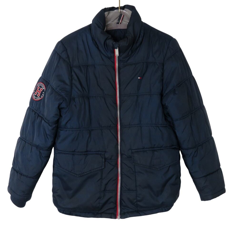Tommy Hilfiger Boy's Navy Blue Puffer Jacket Medium 10 12 Youth Fleece Lined